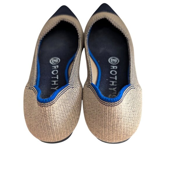 Rothy's Womens Size 6.5 Tan Black The Point Dune Cap Toe Slip On Loafer Flats - Picture 3 of 9